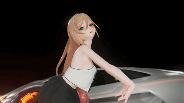 MMD舞蹈前车3d脱衣马尾长发绿色眼睛